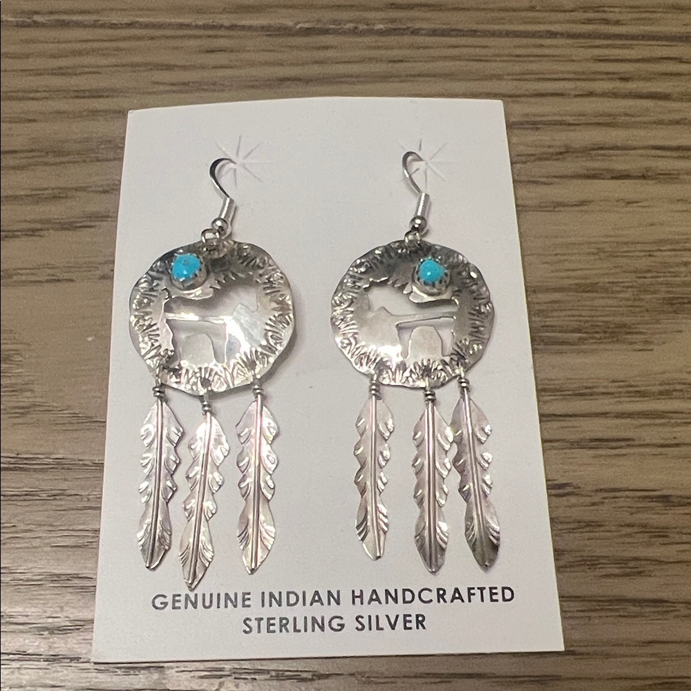 Native Handmade Horse Dangle Earrings